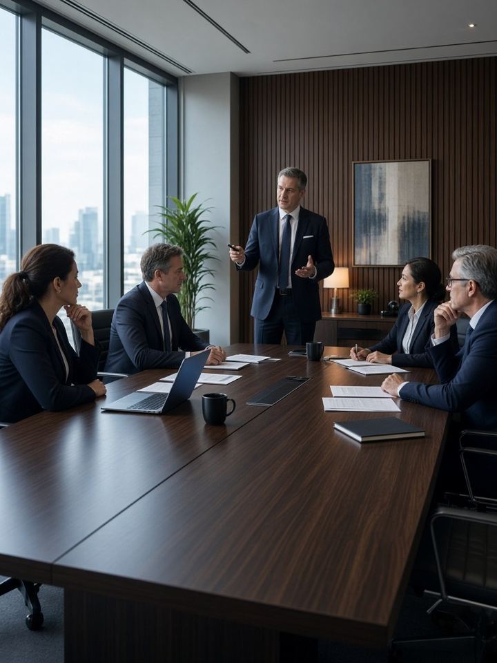 Illustrative scene: a boardroom meeting
